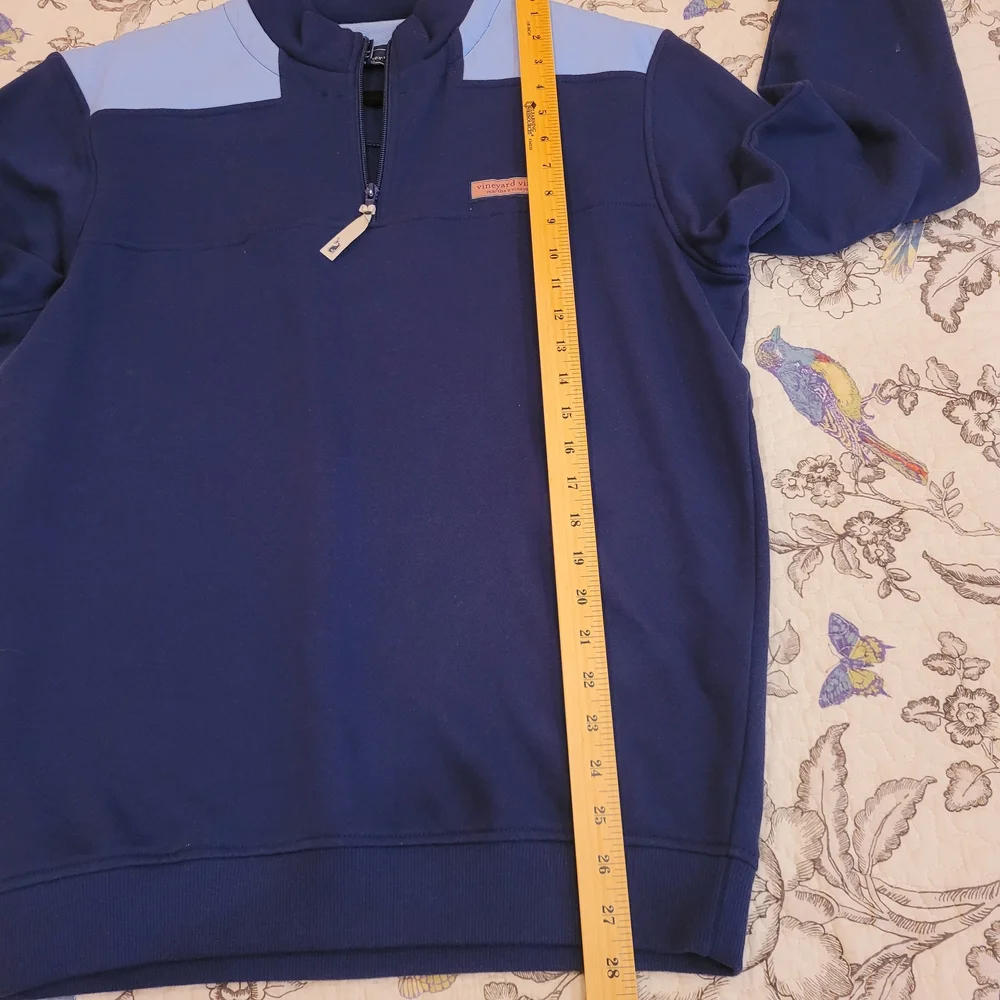 Vineyard Vines Men's 1/4 Zip-Up Sweater in Navy and Light Blue Sz Small - Picture 12 of 14